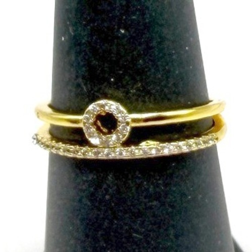Dainty Ring Size 6.5 Clear Stone Minimalist Band New‎ Gold Tone
